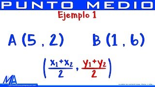 Punto medio entre dos puntos  Ejemplo 1 [upl. by Ontine]