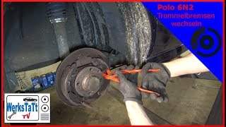 ►VW Polo 6N◄ Trommelbremsen wechseln Replace Drum Brakes ◢WERKSTATTTV◣ [upl. by Rednasyl]