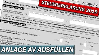 Steuererklärung 2019  Anlage AV ausfüllen [upl. by Giesecke]