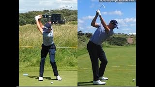 Justin Thomas golf swing  Long Iron faceon amp downtheline July 2017 [upl. by Shannan219]