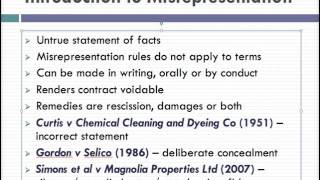 Misrepresentation Lecture 1 of 4 [upl. by Nickey849]